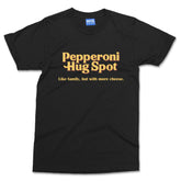 Pepperoni Hug Spot T-shirt Funny AI Fake Commercial Trending Pizza Lover Tee